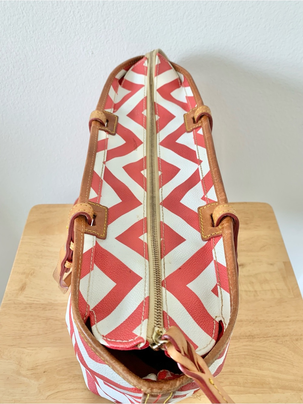 Dooney & Bourke Red Chevron Zip-Top Tote - Picture 5 of 14